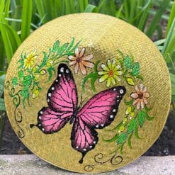Nón cỏ bàng họa tiết Bướm