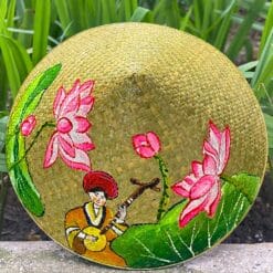 Nón cỏ bàng họa tiết Sen & cô gái