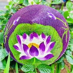 Nón cỏ bàng đen họa tiết Sen tím