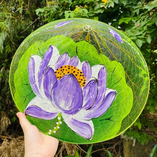 Nón lá Sen Huế họa tiết Sen tím-02