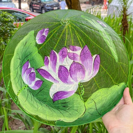 Nón lá Sen Huế họa tiết Sen tím-04