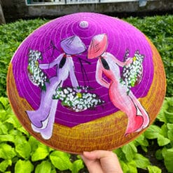 Nón lụa tím họa tiết cô gái-02
