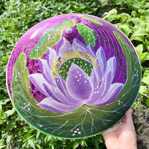 Nón lụa tím họa tiết Sen tím-03