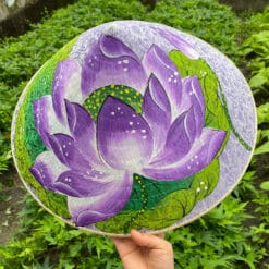 Nón lụa tím họa tiết Sen tím-04