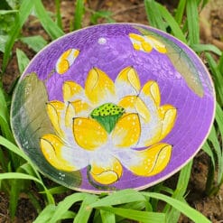 Nón lụa tím họa tiết Sen vàng-01