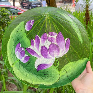 Nón lá sen Huế họa tiết sen tím – Mẫu 04