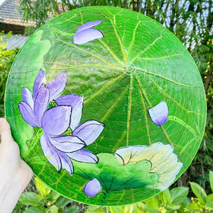 Nón lá sen Huế họa tiết sen tím – Mẫu 01
