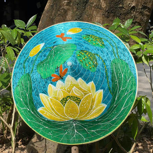 Nón lụa xanh lam họa tiết sen vàng